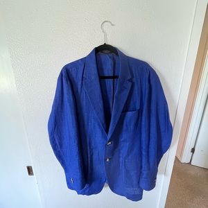 Custom men’s blue linen suit